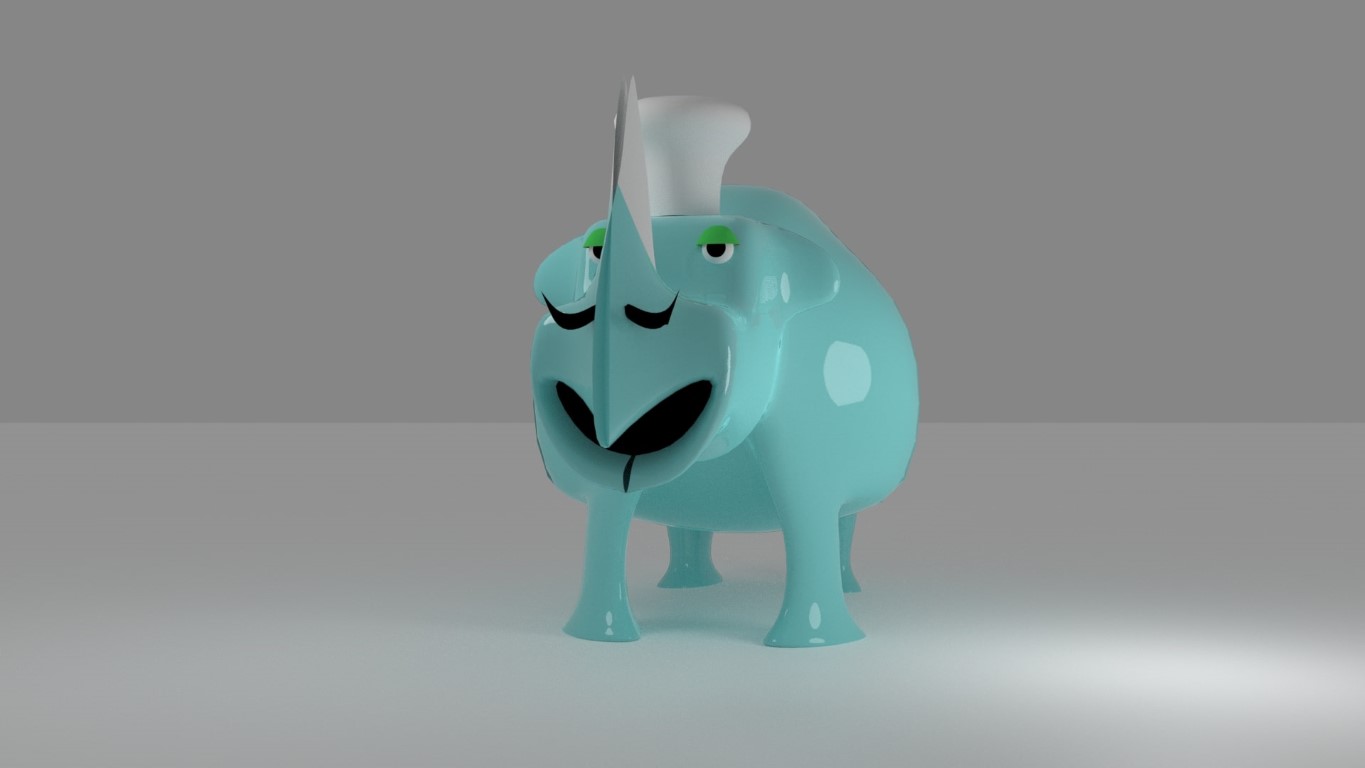 3D Nashorn (mit Kochmütze)