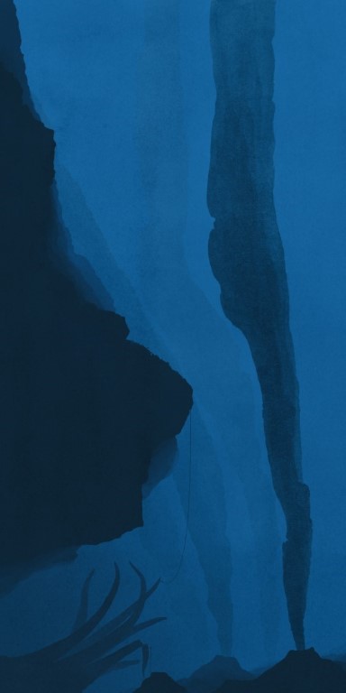 Unterwasserhöhle mit Tintenfisch